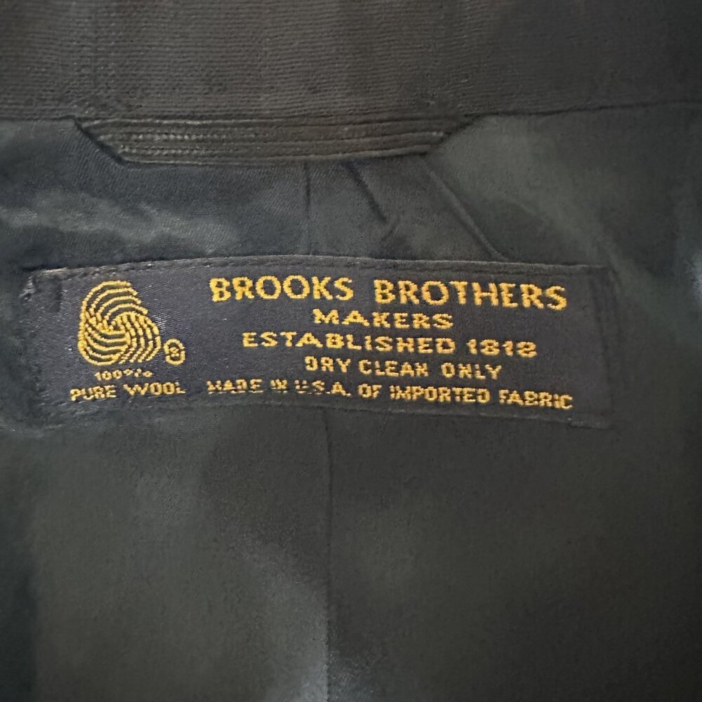 Brooks Brothers Makers Blazer Men Size 42 Black Striped 100% Wool Made USA GUC - Picture 8 of 8
